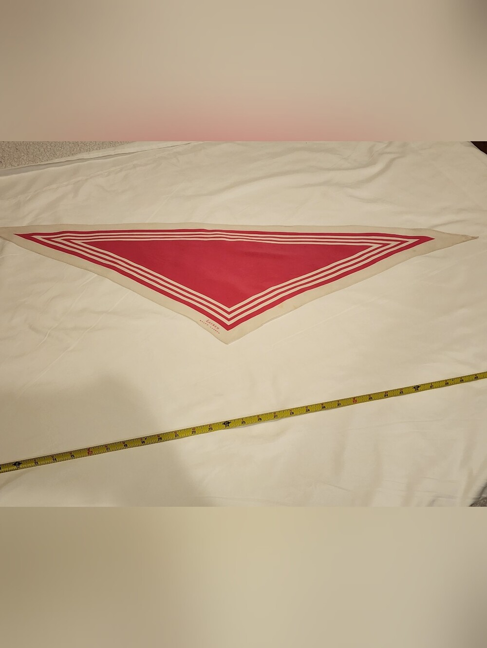 Lauren Ralph Lauren Pink and Cream Striped Triangle Scarf